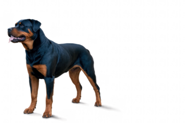 Rottweiler standing proudly in isolation
