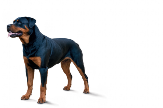 Rottweiler standing proudly in isolation
