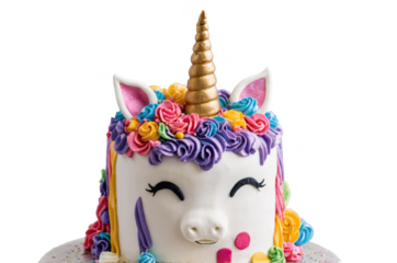 Colorful unicorn cake with vibrant decorations