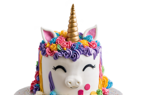 Colorful unicorn cake with vibrant decorations