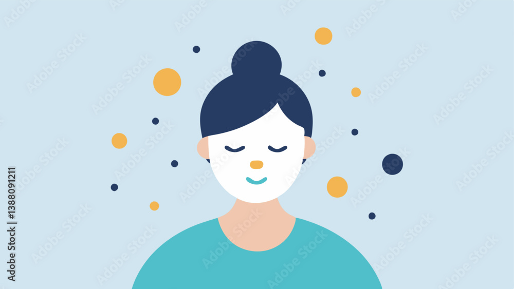 Poster minimalist face mask application a clean and simple illustration of a person applying a face mask ov