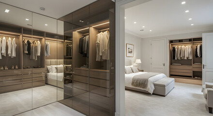Sophisticated Bedroom Design With Walk-In Closet And Elegant Lighting