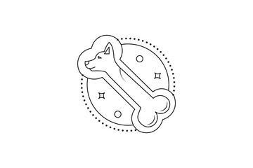 Dog bone single line art simple design vector graphic illustration