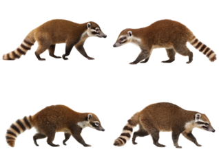 Wild Coati Walking Side View