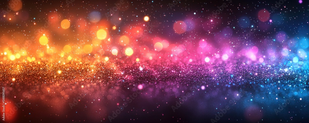 Poster dynamic multicolored abstract background with sparkling lights and bokeh effects