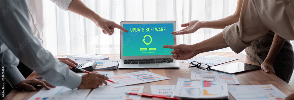 Aufkleber Software update on computer for brisk version of device software upgrade