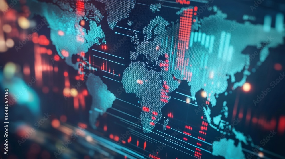 Aufkleber global financial data trends digital environment infographic abstract visualization technology big d