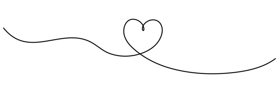 Naklejki Continuous line drawing heart shape. Love linear symbol. Vector illustration isolated on white.