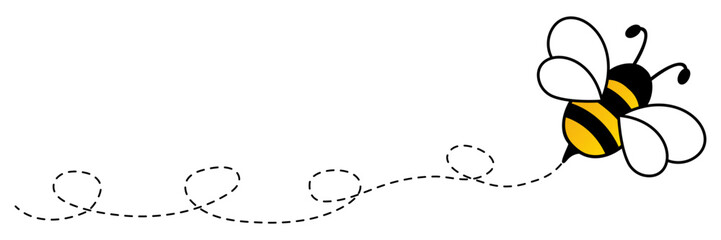 Flying bee dotted route. Bumblebee with spotted line path. Vector illustration isolated on white. © Віталій Баріда