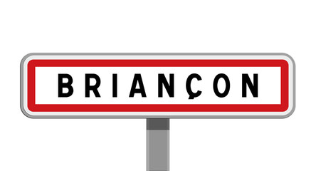 Panneau sur poteau central de ville de Briançon, Hautes-Alpes