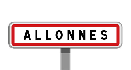 Panneau sur poteau central de ville d’Allonnes, Sarthe