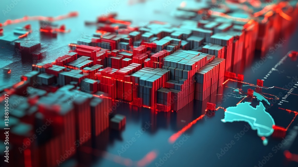 Poster dynamic geospatial data visualization digital world 3d render tech environment overhead perspective 