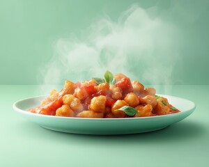 Chinese sweet and sour pork on mint background photo
