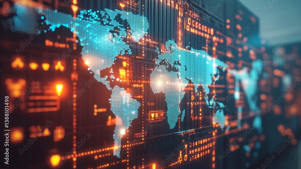 Poster global connectivity event mapping virtual environment digital visualization technology concept