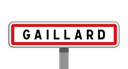 Panneau sur poteau central de ville de Gaillard, Haute-Savoie