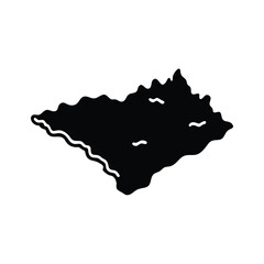 Hand drawn island map Isolated Black Vector Silhouette Illustration With White Background