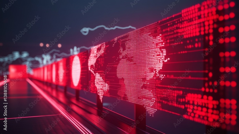 Aufkleber digital visualization of global data trends cyber environment infographic futuristic perspective eme
