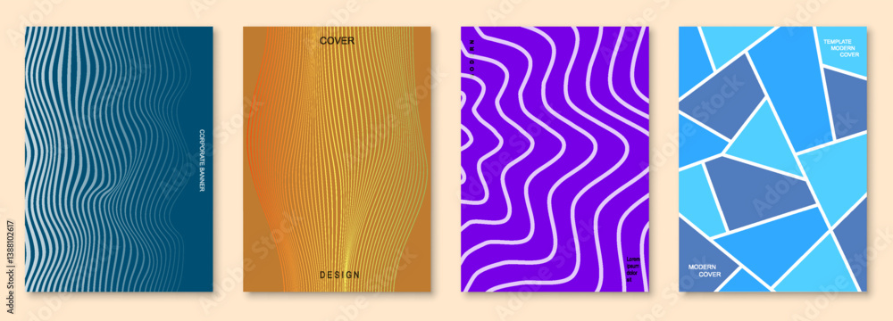 Aufkleber abstract wave line poster background. set cover card with geometric shapes. modern gradient texture.