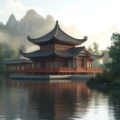 Fototapeta premium Elegant modern building with clear view of downtown city skyline high resolution picture