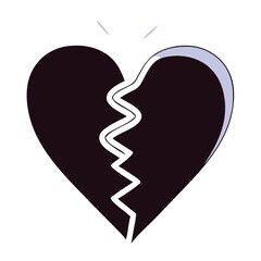 Broken and Beating Heart Icon Set – Black and White Vector Symbols of Love, Heartbreak, Pulse, and Health for Apps, Tattoos, and Emotional Design.