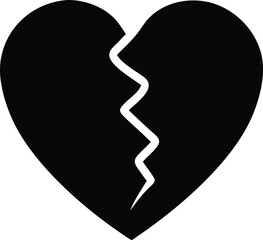 Broken and Beating Heart Icon Set – Black and White Vector Symbols of Love, Heartbreak, Pulse, and Health for Apps, Tattoos, and Emotional Design.