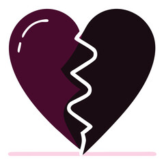 Broken and Beating Heart Icon Set – Black and White Vector Symbols of Love, Heartbreak, Pulse, and Health for Apps, Tattoos, and Emotional Design.