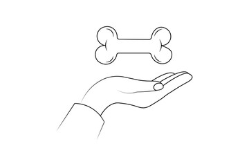 Dog bone single line art simple design vector graphic illustration