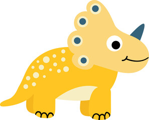 Cute Cartoon Triceratops Illustration © Helga KOV