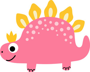 Cute Pink Dinosaur Illustration