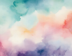 Obraz premium soft fluffy Colorful watercolor background, soft colors with dreamy texture background with copy space