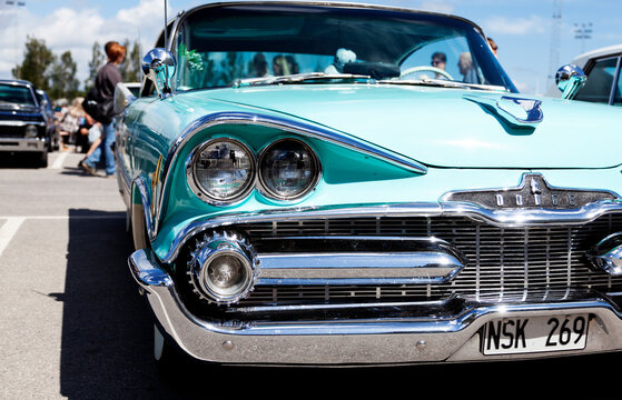 Umea, Norrland Sweden - June 29, 2024: Turquoise '57 Chevrolet