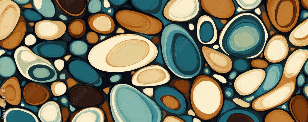 Poster abstract retro pattern with colorful geometric organic shaped forms