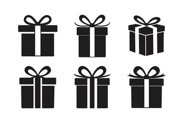 gift box ribbon vector art silhouette