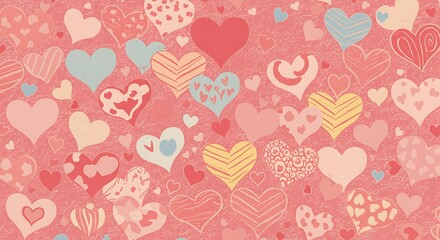 Whimsical Hearts: Pastel Pink Love Pattern AI Generated