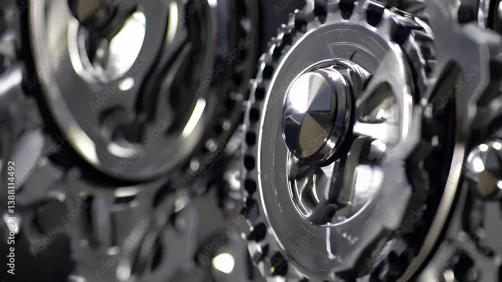 Poster abstract design of smooth gear motion with metallic elements