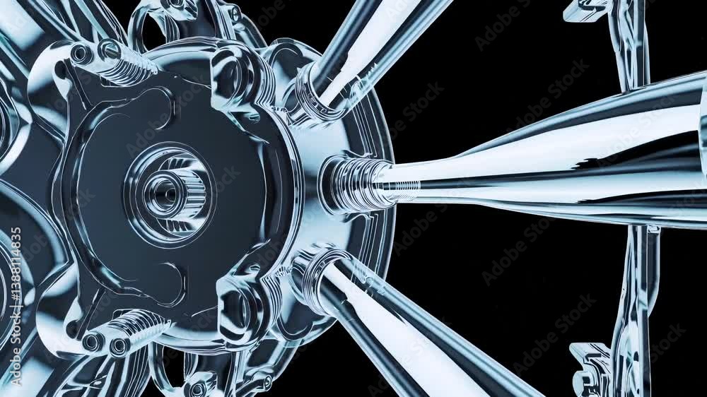 Poster inner workings of engine components in detailed structure