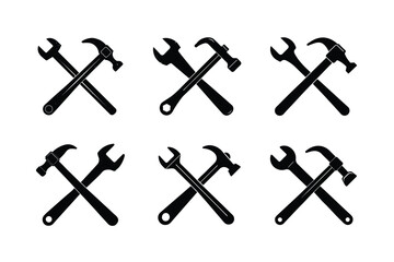 hammer wrench crossed vector art silhouette