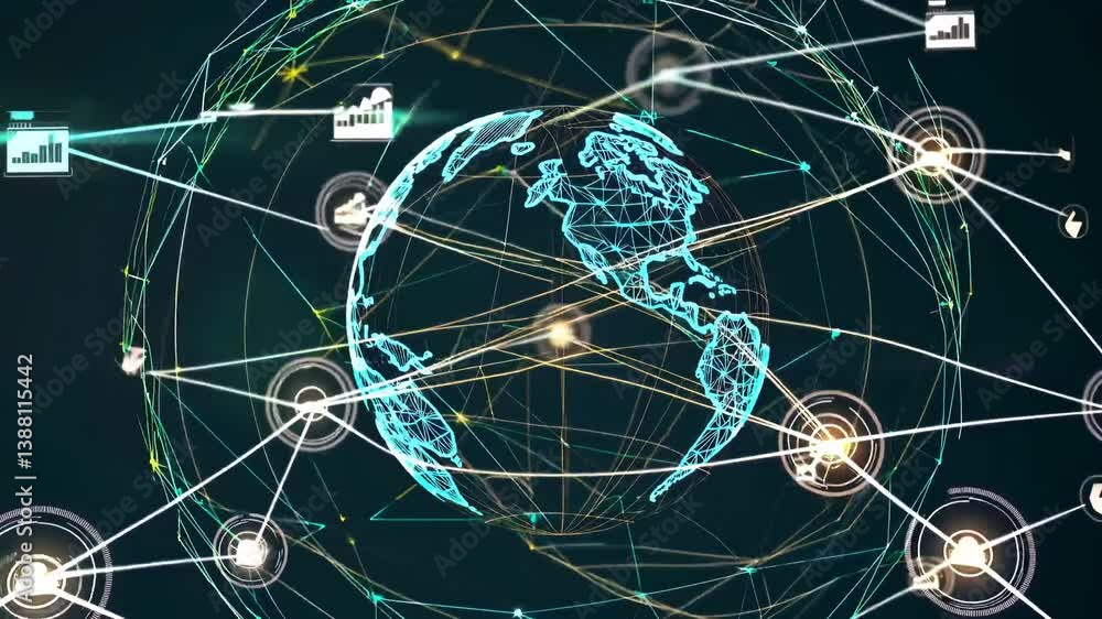 Poster global economic network visualization with simple graphical elements