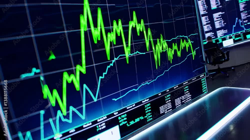 Poster neon trading graph with dynamic thrills in digital environment