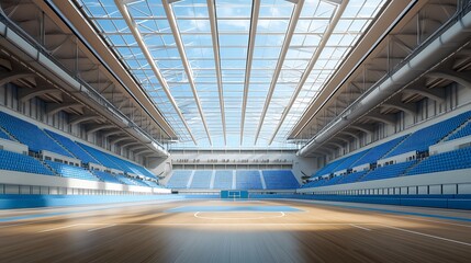 Fototapeta premium Empty volleyball court morning light images