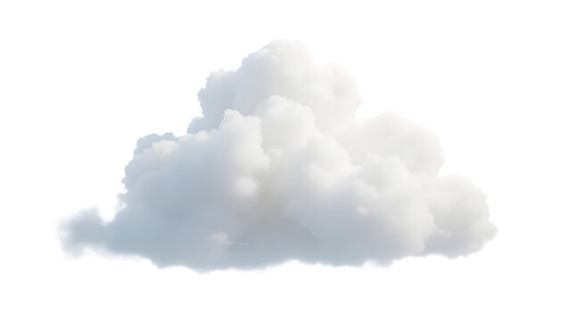 Peaceful White Cloud with Subtle Shading and Fluffy Texture