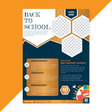Flyer brochure cover template for Kids back to school education admission  layout, poster book cover, leaflet, template design