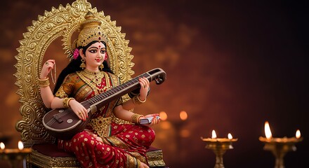 Saraswati, goddess of knowledge and wisdom, embodying creative inspiration