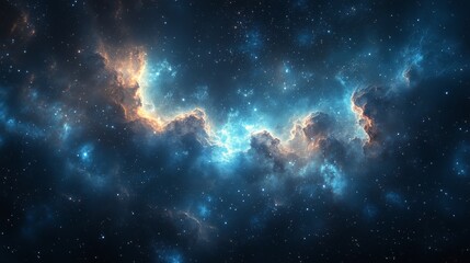 Stunning Cosmic Nebula With Vibrant Colors Captured in Deep Space at Night