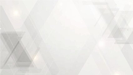 A vector illustration of a light gray abstract geometric background. The design features overlapping and intersecting transparent or semi-transparent polygonal shapes, primarily triangles and parallel