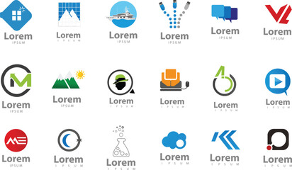 Abstract vector set design with water drop, sun, and wave icons