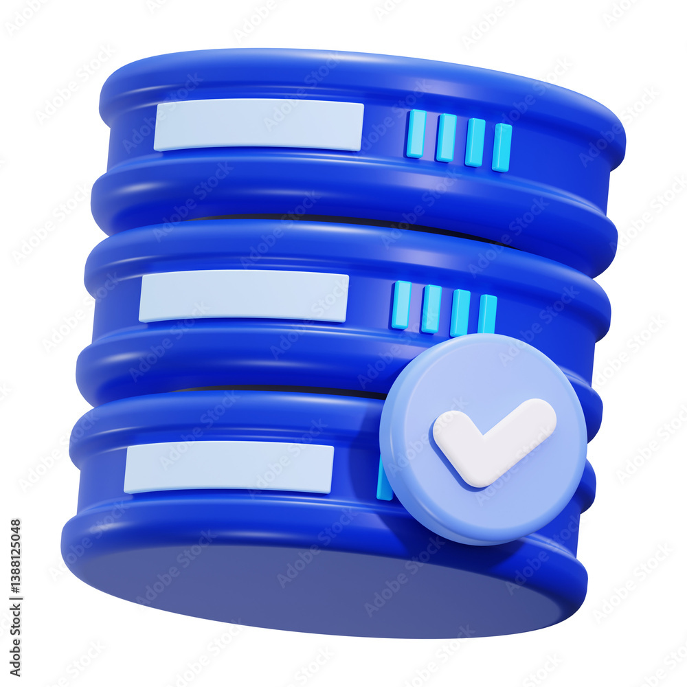 Poster title database security concept blue structure with green checkmark suitable for cybersecurity prese