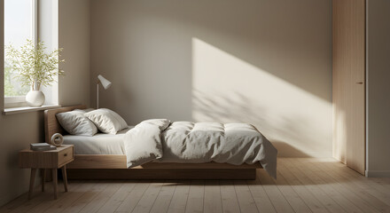 Minimalist Bedroom Interior With Natural Light and Scandinavian Design Style