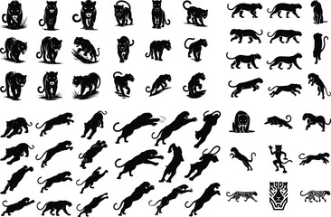 Panther Vector Silhouette | Panther Reaching, Animal and Nature Design

