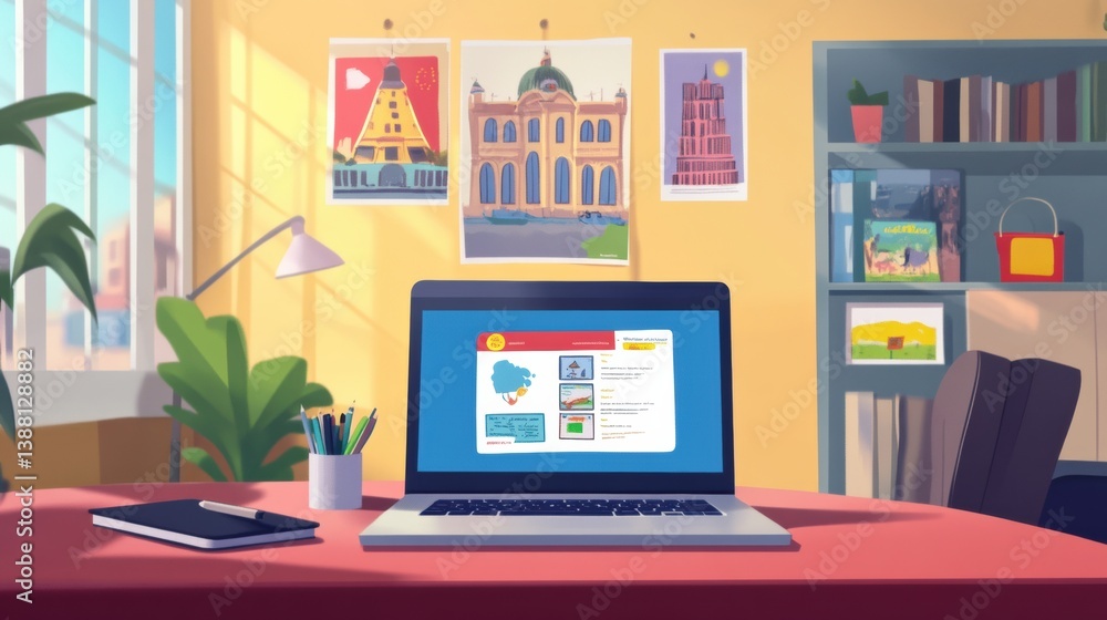 Leinwandbilder virtual language learning experience with interactive conversation exercises and travel inspiration 